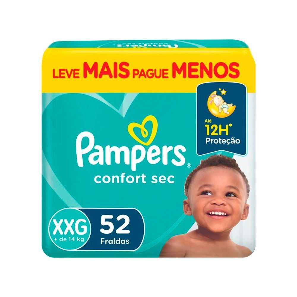 Fralda Pampers Confort Sec Forte Bag Tam. Xxg +14 Kg - 52 Unidades