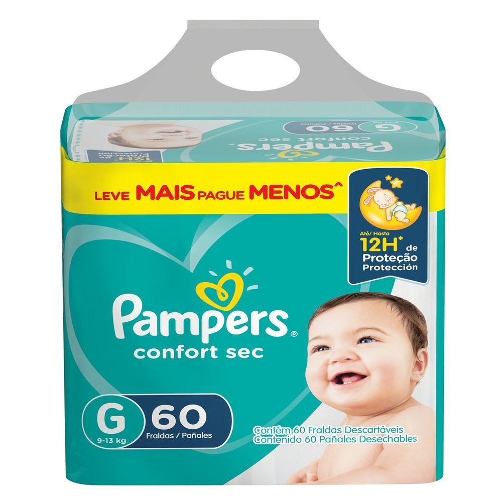 Fralda Pampers Confort Sec Tam.G 9 A 13Kg - 60 unidades