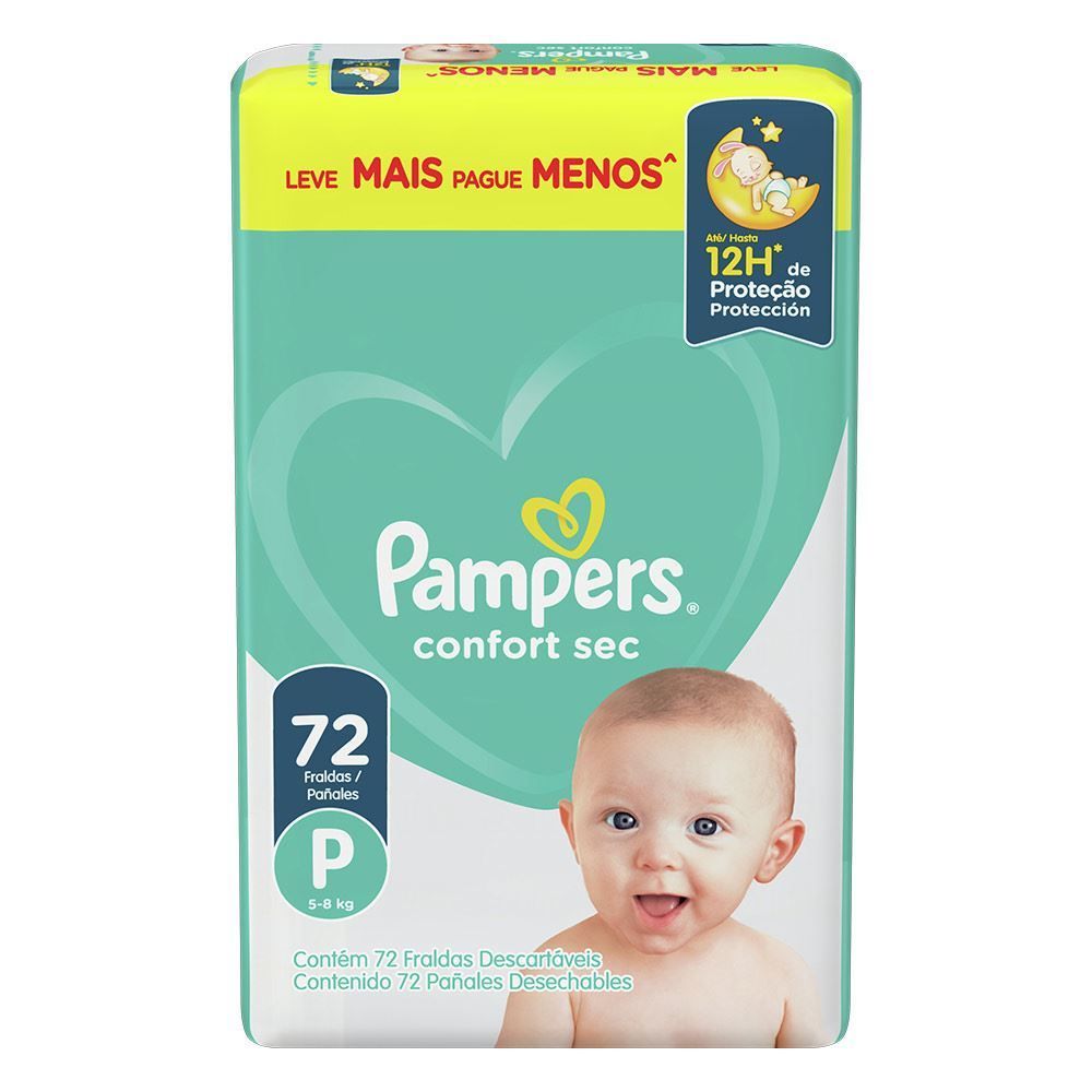 Fralda Pampers Confort Sec Tam.P 5 A 8Kg - 72 unidades