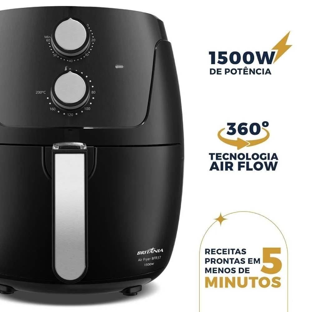Fritadeira Air Fryer Britânia 4,2 Litros Revestimento Dura Mais BFR37