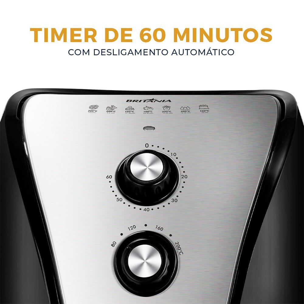 Fritadeira Air Fryer Britânia 5 Litros Antiaderente BFR40PI