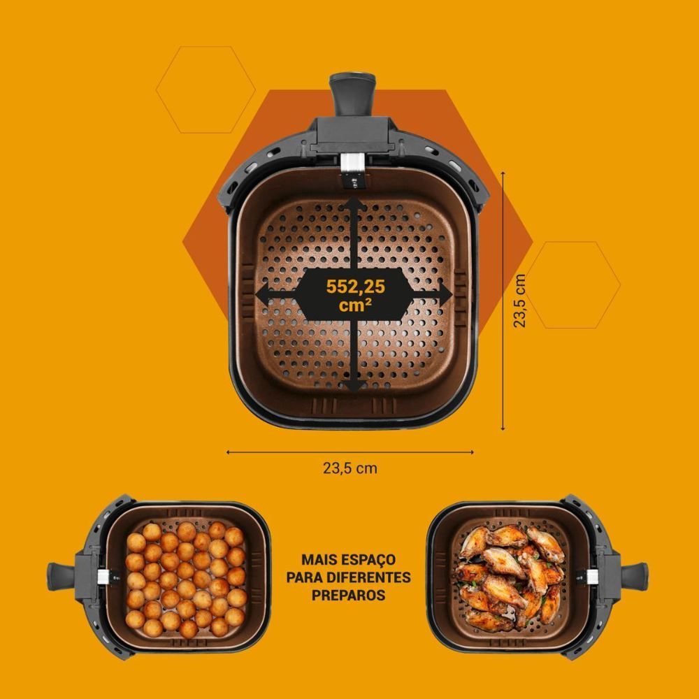 Fritadeira Air Fryer Philco 5,5L 1500W PAF55A Cesto Quadrado