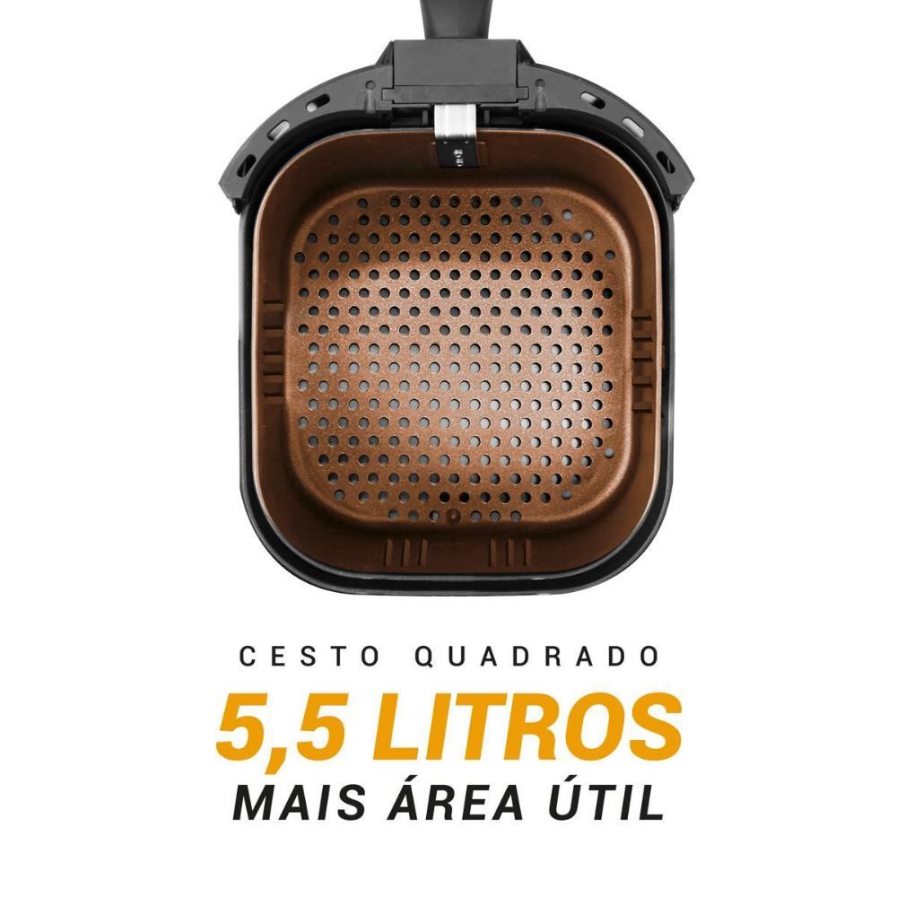 Fritadeira Air Fryer Philco 5,5L 1500W PAF55A Cesto Quadrado