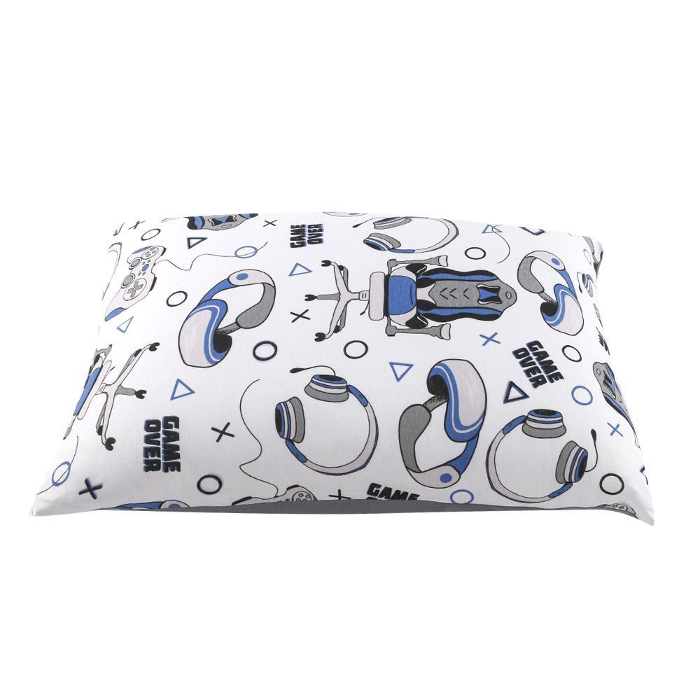 Fronha Avulsa Infantil Malha Estampada Havan Casa  - Game Cinza