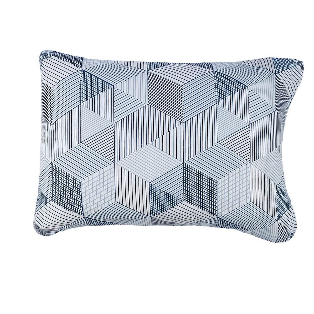 Fronha Avulsa Microfibra Estampada 100% Poliéster Havan Casa - Cubo Geo Azul