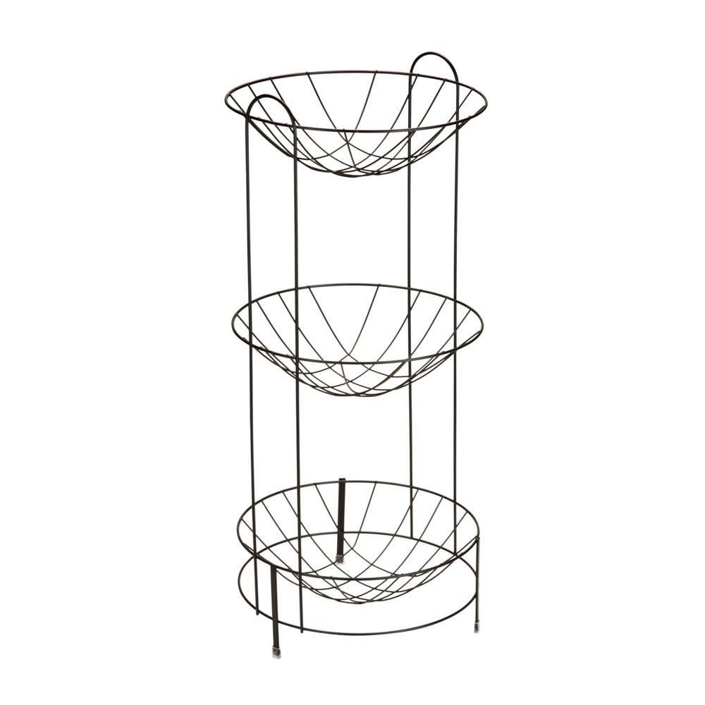 Fruteira Tripla Black Arthi - Aço