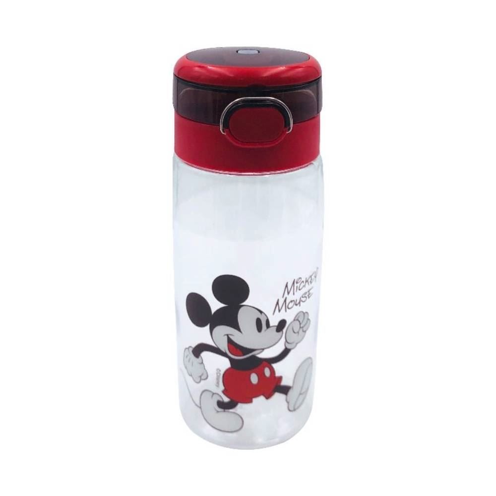 Garrafa De Água Plástico 600 Ml Mickey Disney - Transparente e Vermelho