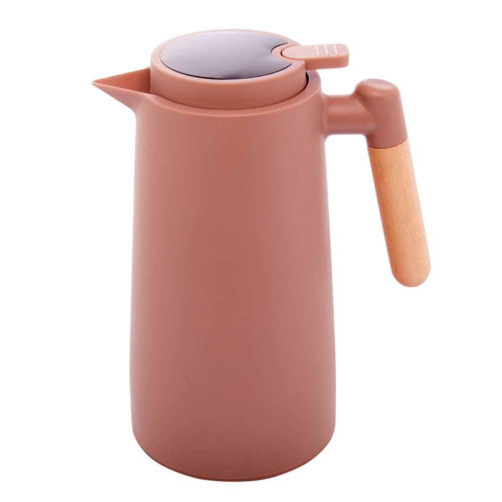 Garrafa Térmica Com Cabo De Madeira E Termômetro Lyor 1 Litro - Nude