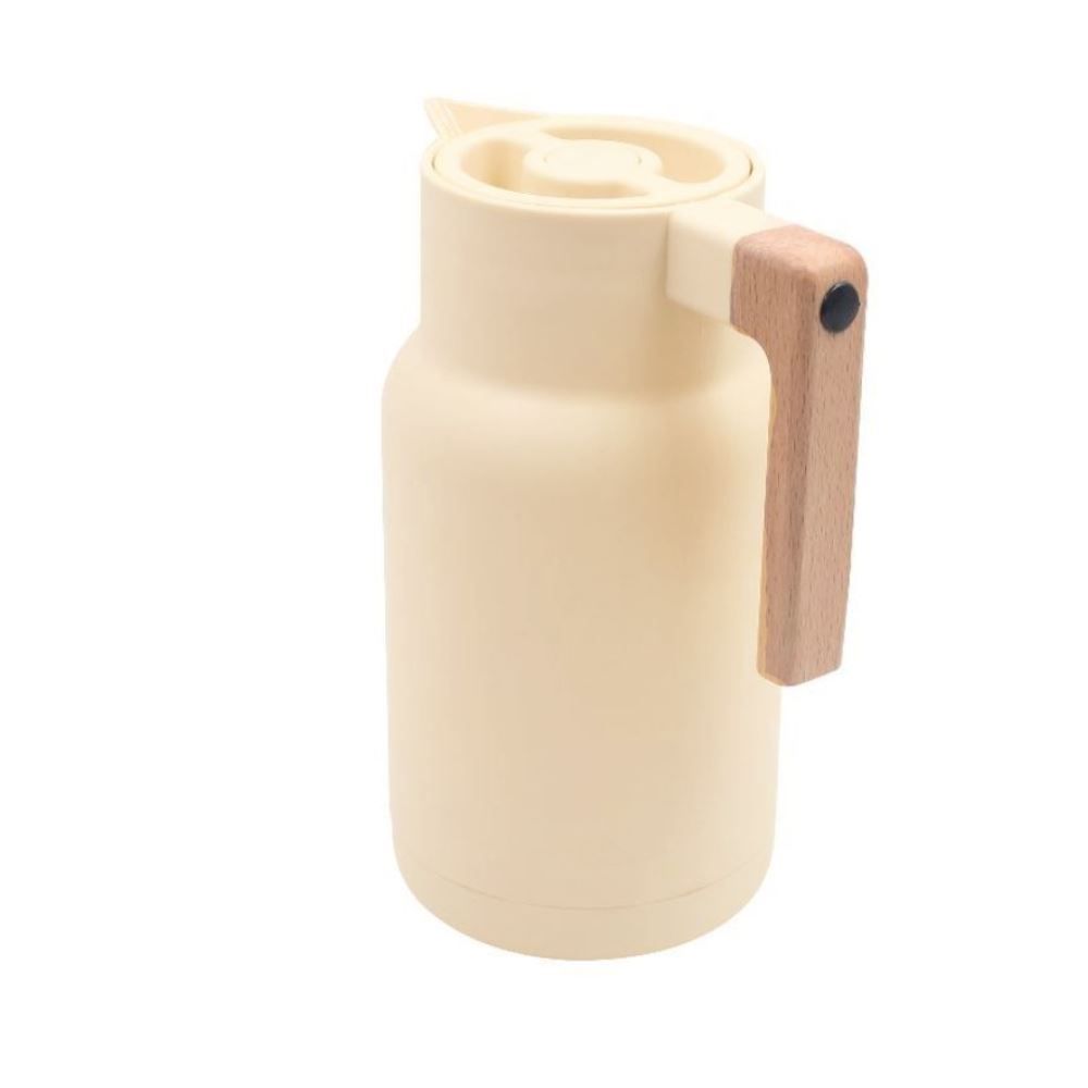 Garrafa Térmica Com Cabo De Madeira Havan Casa 1L - Creme
