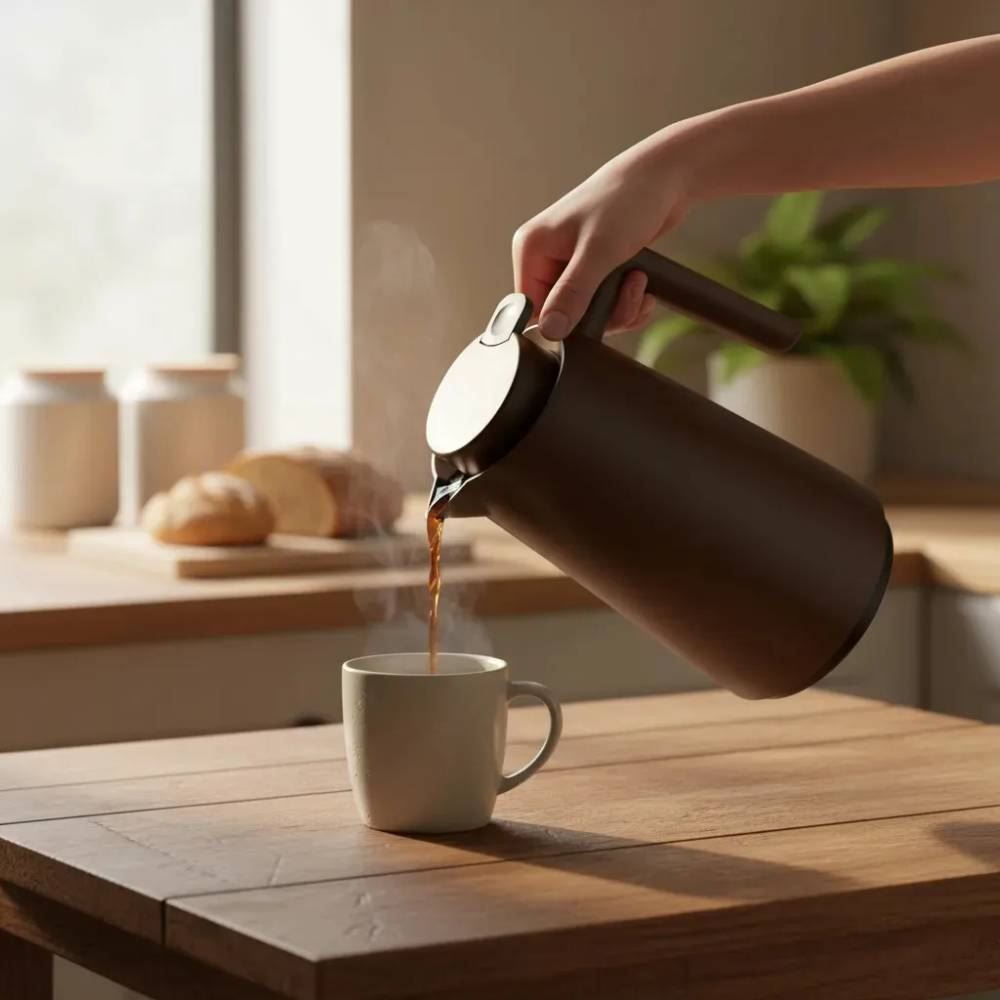 Garrafa Térmica com Gatilho Vercelli Unitermi 1 Litro - Marrom