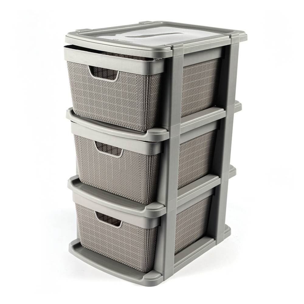 Gaveteiro De Chão Juta 3 Gavetas Jaguar 15 Litros - Cinza