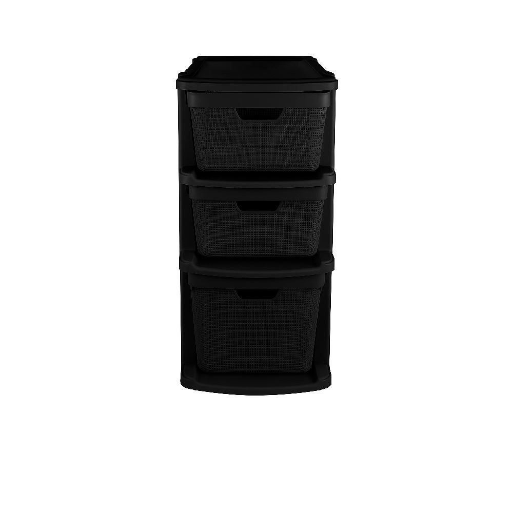 Gaveteiro De Chão Juta 3 Gavetas Jaguar - Preto 