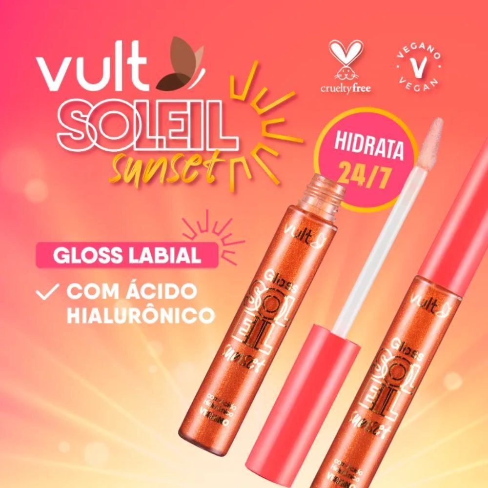 Gloss Labial Vult Soleil Sunset 24H De Hidratação 5,2Ml - Rosa