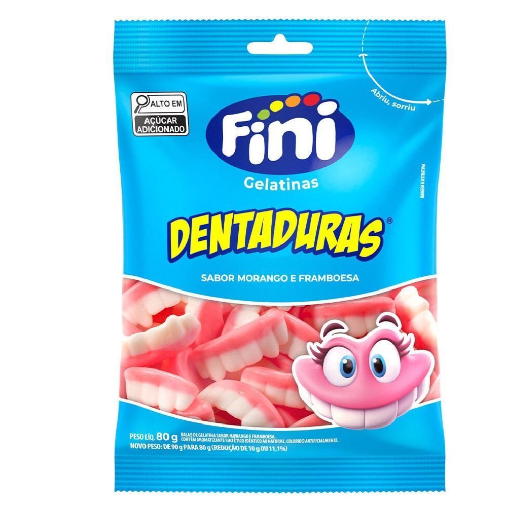 Bala De Gelatina Dentadura Fini - 80g