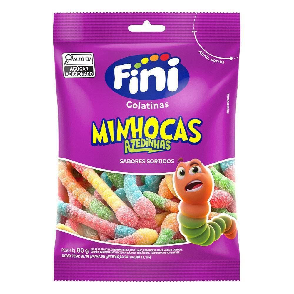 Bala De Gelatina Minhocas Cítricas Fini - 80g