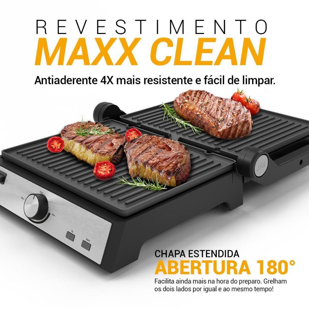 Grill Philco 2 em 1 Chapa com abertura 180° PGR50A