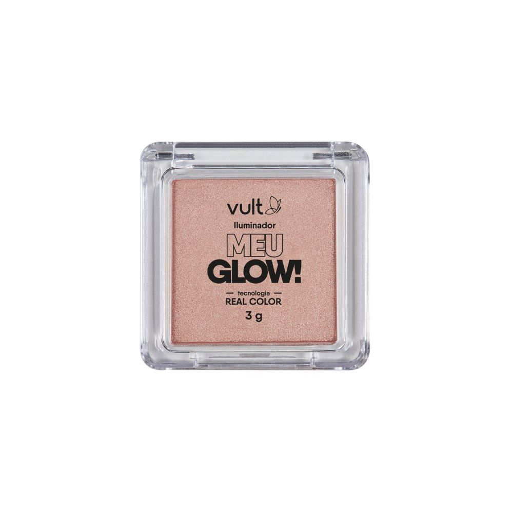 Iluminador Em Pó Compacto Facial Meu Glow Vult 3G - Cor Champagne