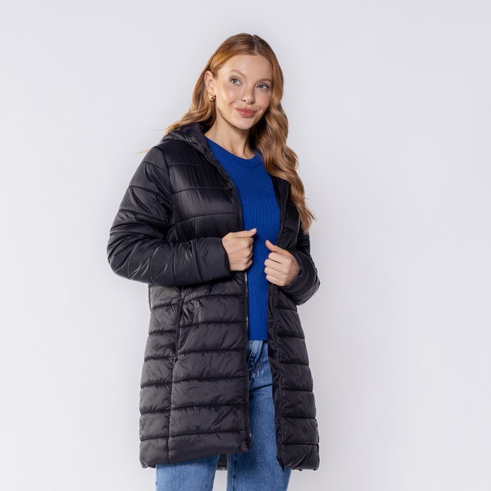 Jaqueta Feminina De Nylon Alongada Patricia Foster