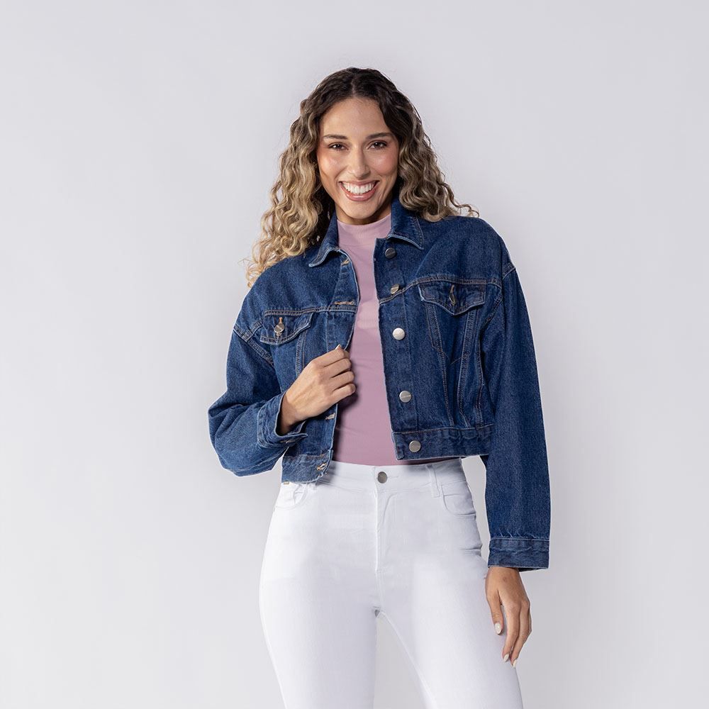Jaqueta Jeans Feminina Cropped Boby Blues