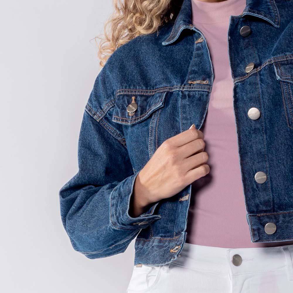 Jaqueta Jeans Feminina Cropped Boby Blues