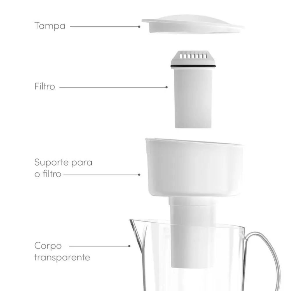 Jarra Com Purificador Água Clear Fresh Ou 1L - Transparente