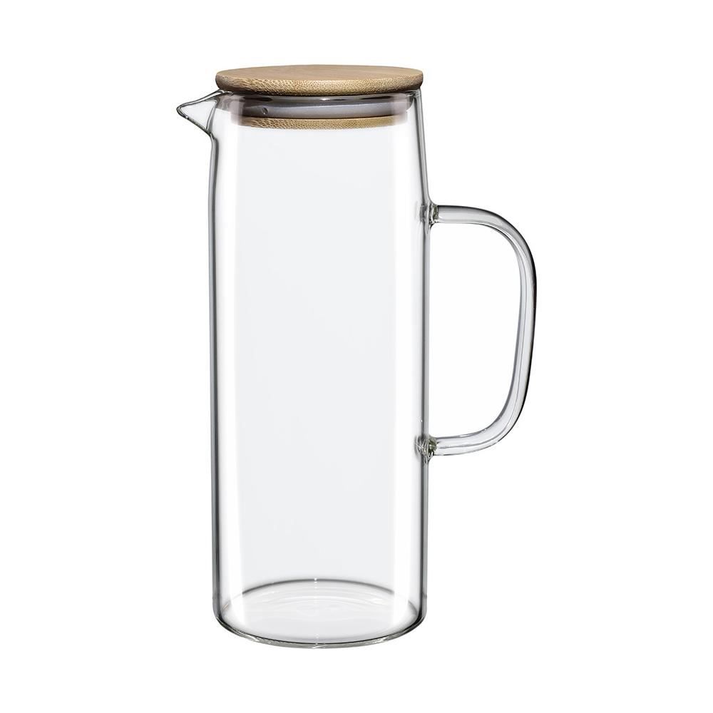 Jarra De Vidro Borossilicato Com Tampa De Bambu 1,2 Litro Hauskraft - DOPPIO