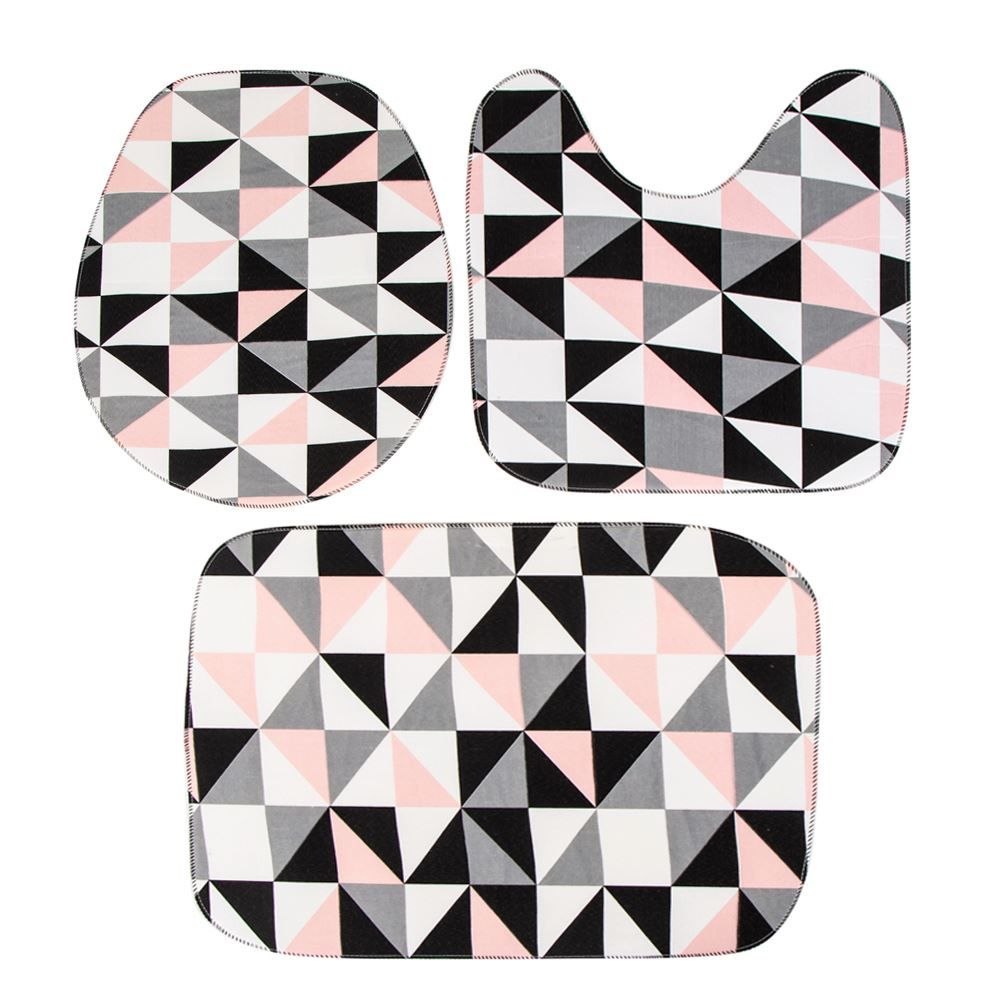 Jogo Banheiro Tecil  Antiderrapante Pop  - Geo Rosa