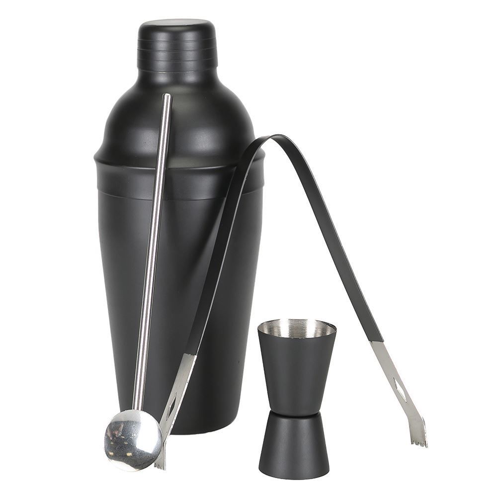 Jogo Coqueteleira Finecasa Inox 4 Peças - Preto