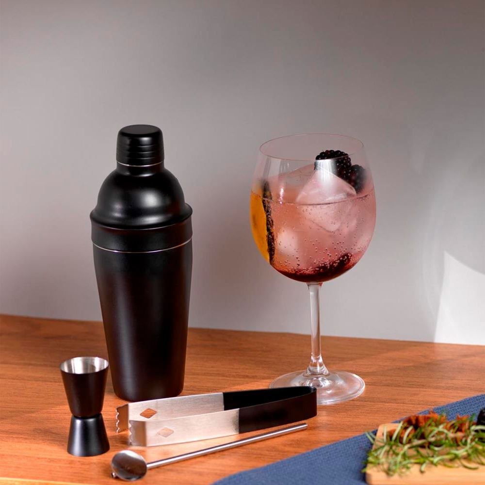 Jogo Coqueteleira Inox Havan Casa 4 Peças - Preto