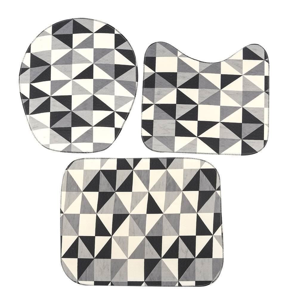 Jogo De Banheiro 3 Peças Tecil Antiderrapante Pop - Geo Preto