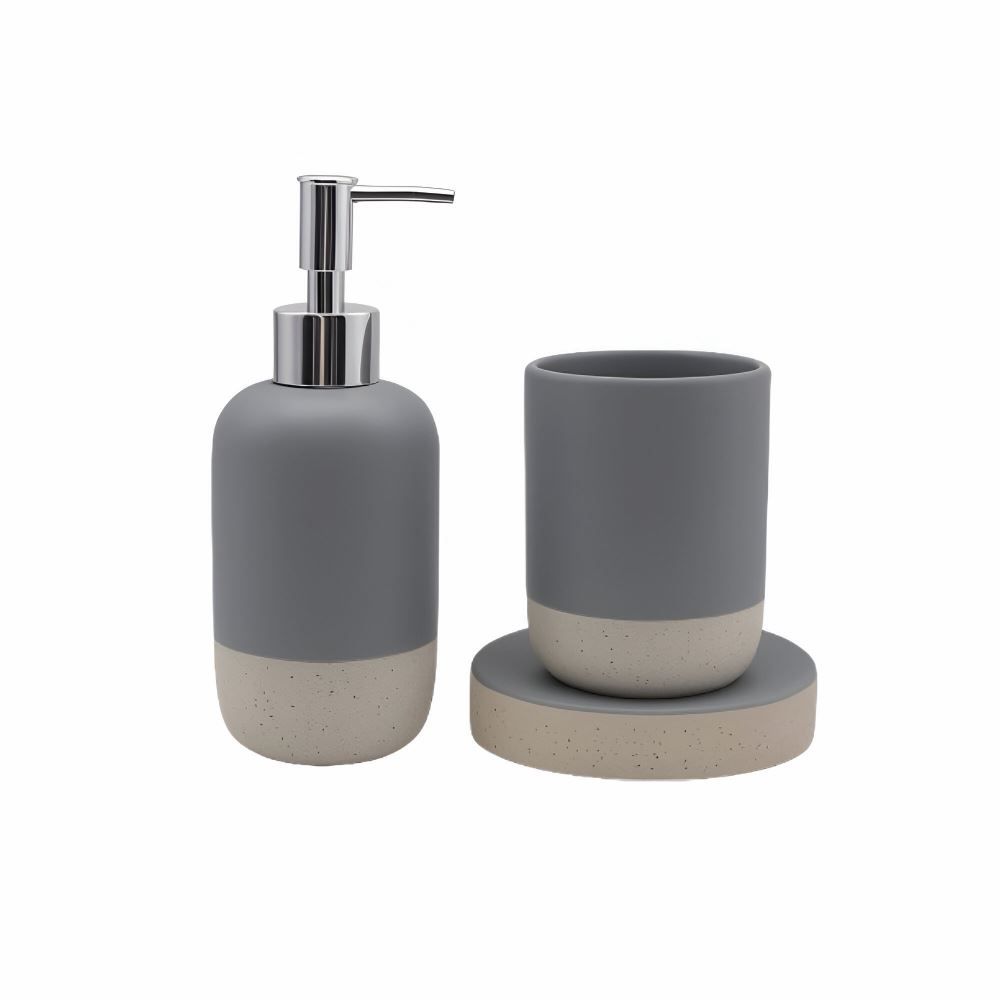 Jogo De Banheiro Cerâmica Cinza Havan Casa - 3 Peças 