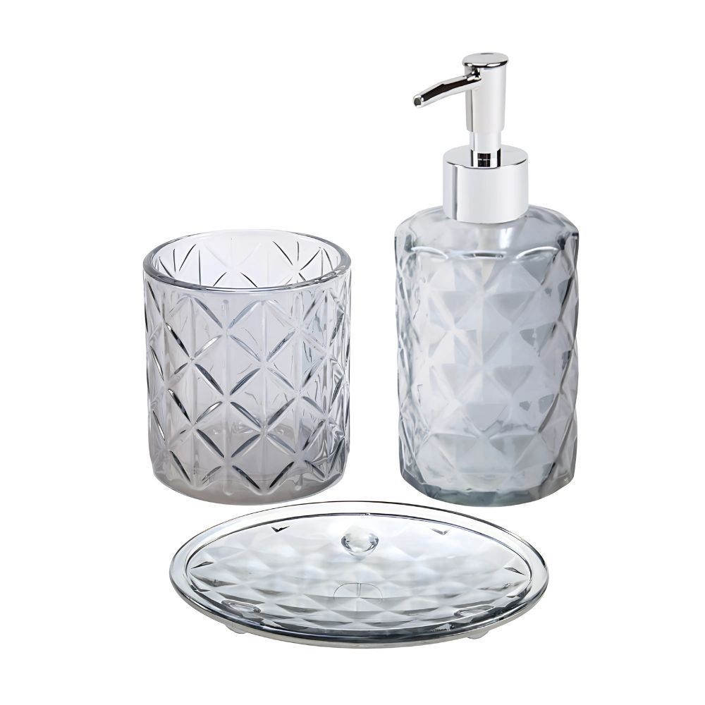 Jogo De Banheiro Cinza Escuro 3 Peças Havan Casa - Vidro