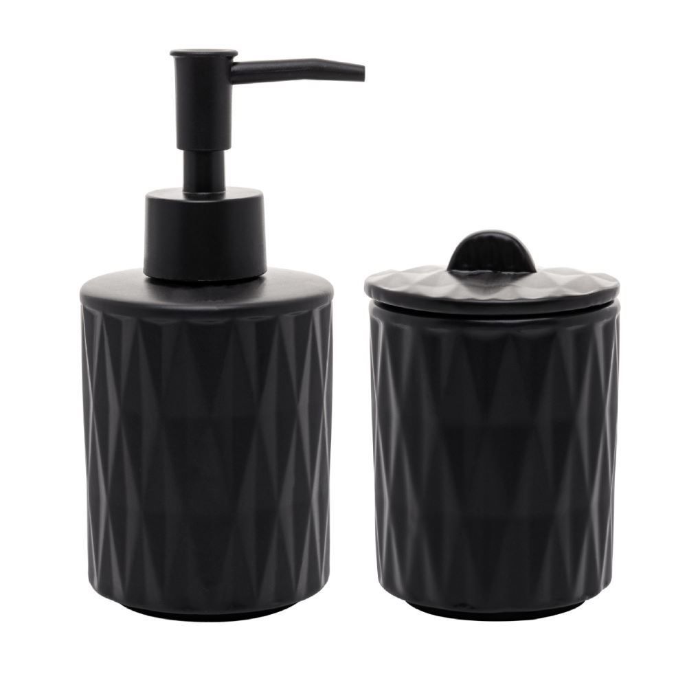 Jogo De Banheiro De Cerâmica 2 Peças Deli Diamond Lyor - Preto