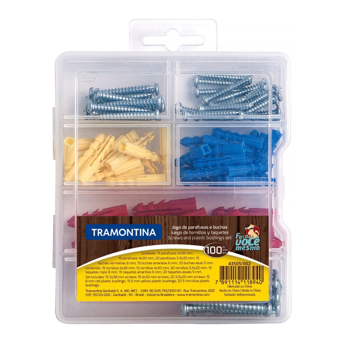 Jogo de Buchas e Parafusos 100 peças Tramontina - 43505/002