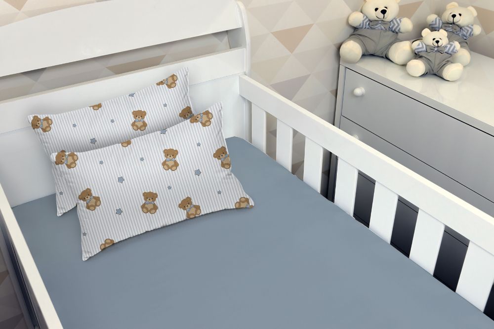 Jogo de Cama Bebê 100% Algodão Havan Baby 3 pçs - URSO AZUL