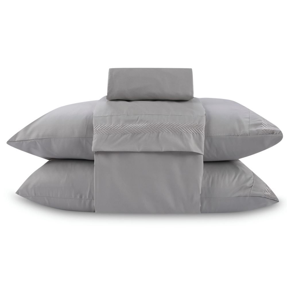 Jogo de Cama Bordado Queen Havan Casa 4 pçs - Cinza Amianto