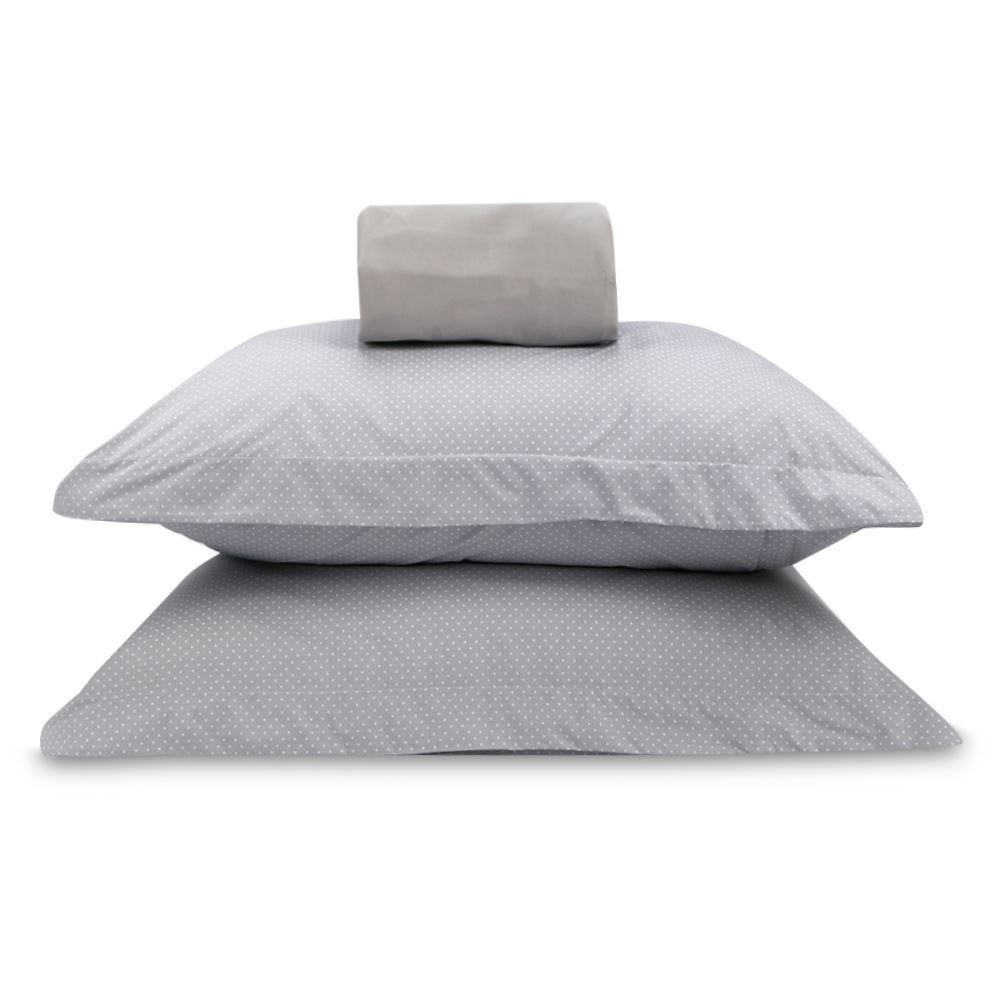 Jogo de Cama Casal Percal Buona Fortuna 3 pçs - Poa Prata