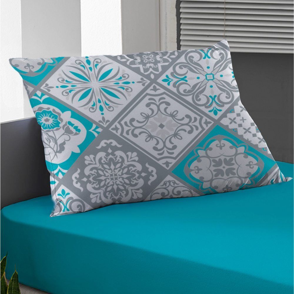 Jogo de Cama Casal Malha 100% Algodão Solecasa 3 pçs - Lisboa Turquesa