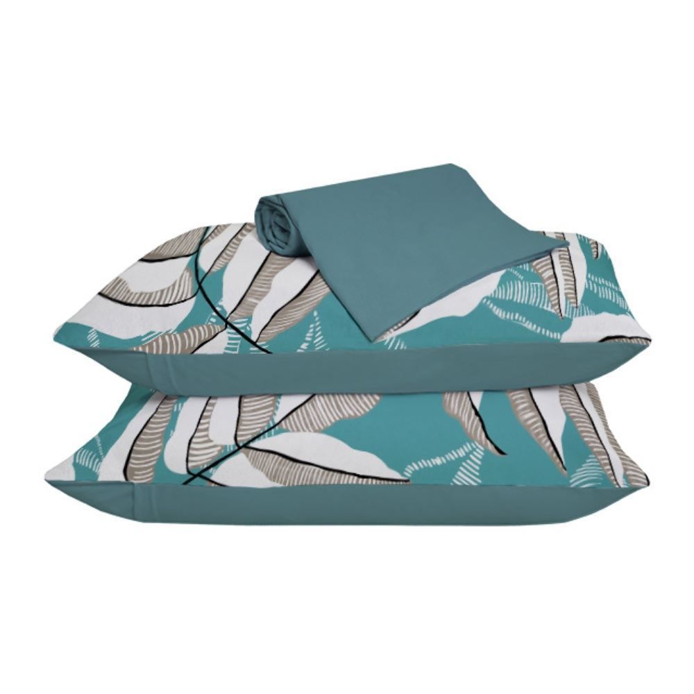 Jogo de Cama Casal Malha 100% Algodão Solecasa 3 pçs - Helena Verde Retrô