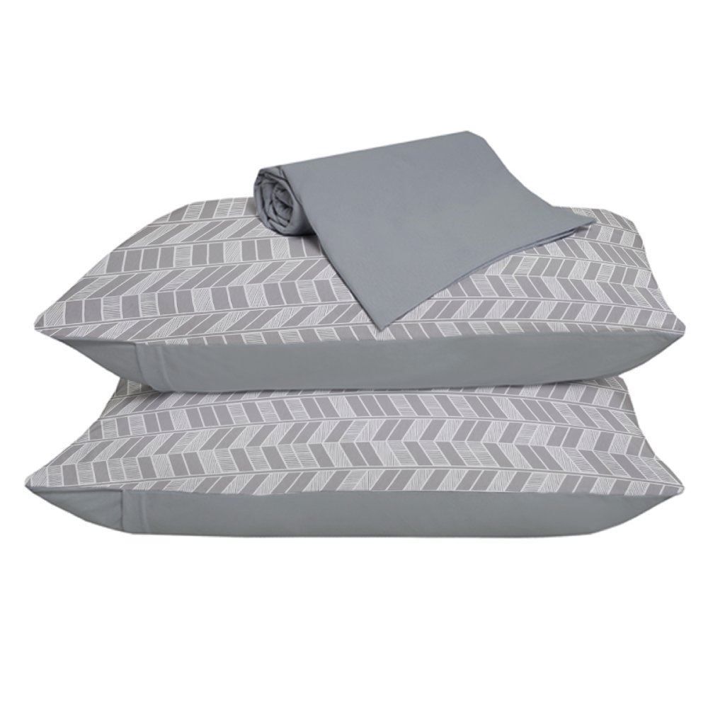 Jogo De Cama Casal Malha 100% Algodão Solecasa 3 Pçs - Pisa Cinza