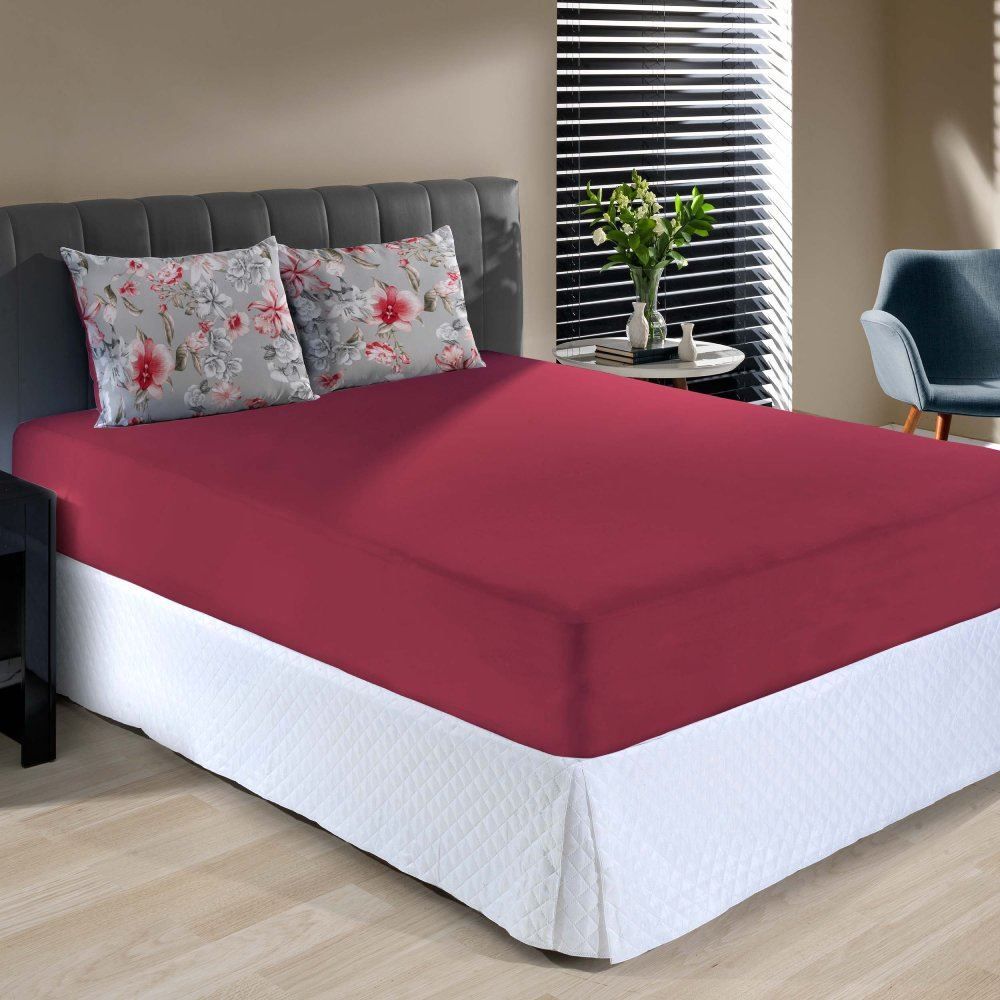 Jogo De Cama Casal Malha 100% Algodão Solecasa 3 Pçs - Cher Carmin