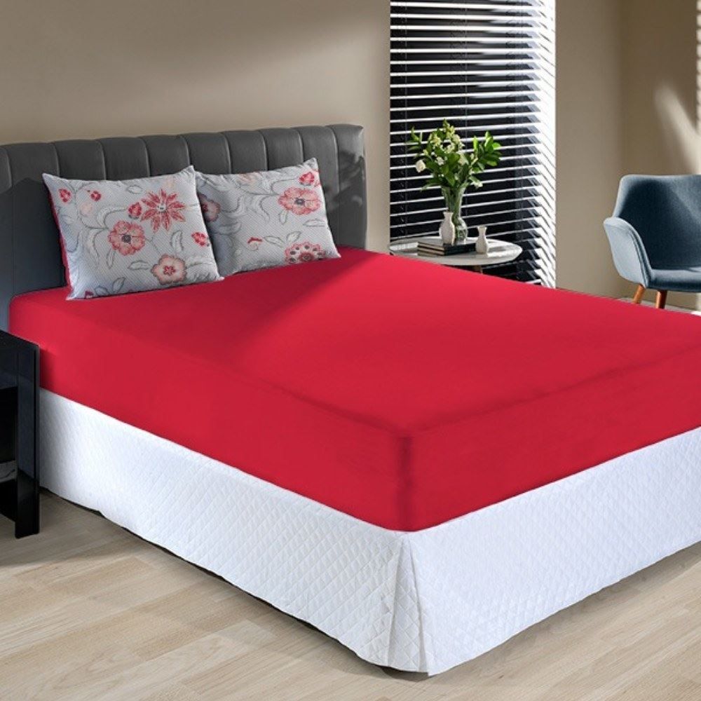 Jogo de Cama Casal Malha 100% Algodão Solecasa 3 pçs - Stella Carmim