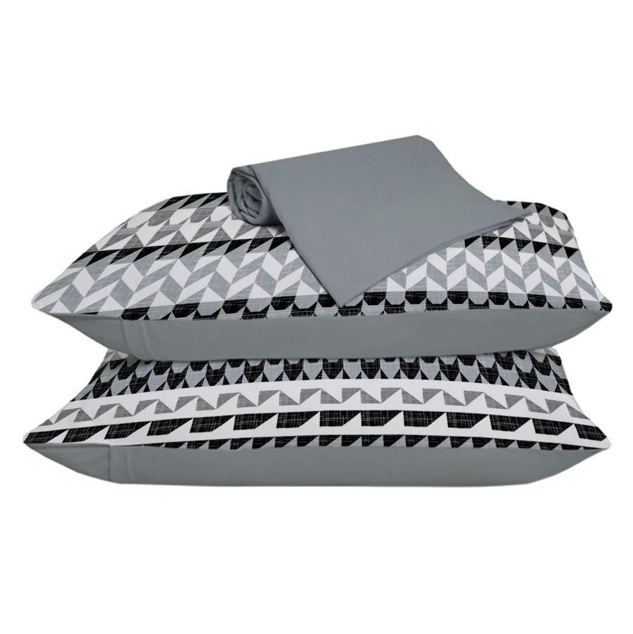 Jogo de Cama Casal Malha 100% Algodão Solecasa 3 pçs - Onix Cinza