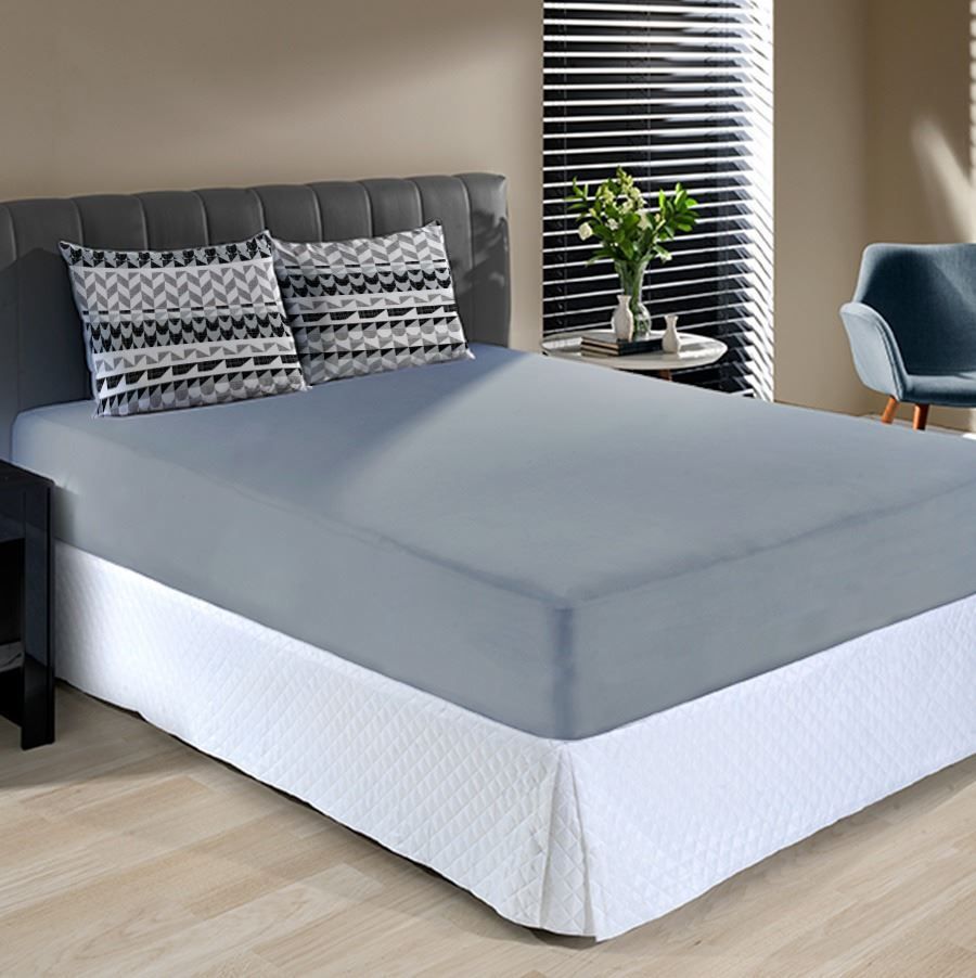 Jogo de Cama Casal Malha 100% Algodão Solecasa 3 pçs - Onix Cinza