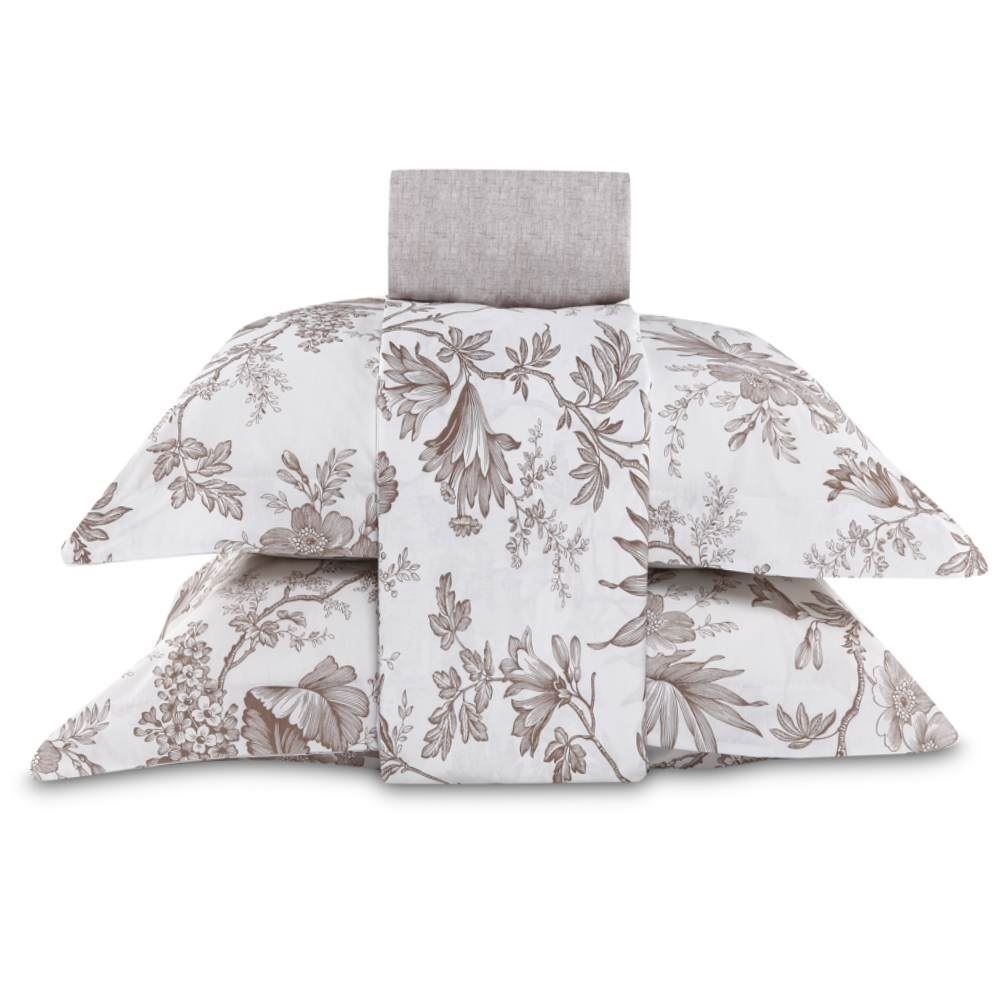 Jogo De Cama Casal Percal 200 Fios Buona Fortuna 4 Pçs - Serena Textura Cru