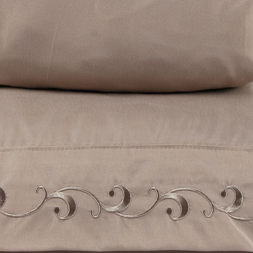 Jogo de Cama Casal Imperial Bordado Havan Casa 4 pçs - Bege