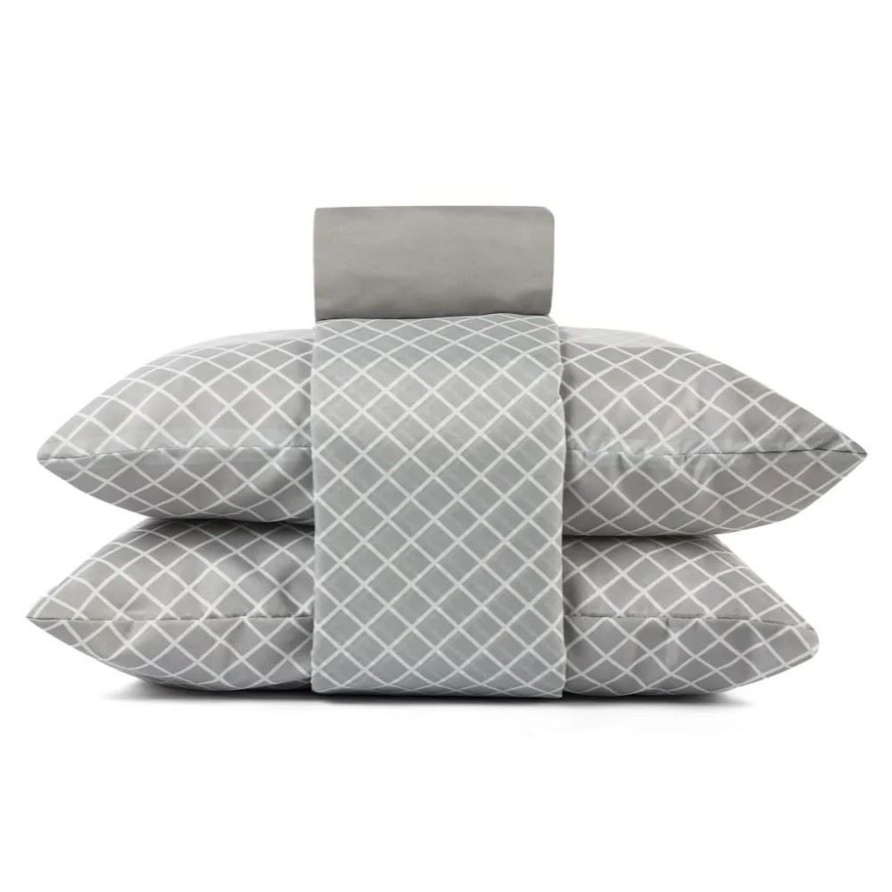 Jogo De Cama Casal Microfibra 150 Fios Havan Casa 4 Peças - Elmor Listra Cinza Claro 