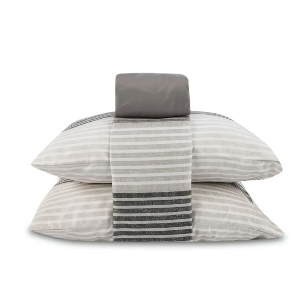 Jogo de Cama Casal Napoli Havan Casa 4 pçs - Fabrício Listra Cinza