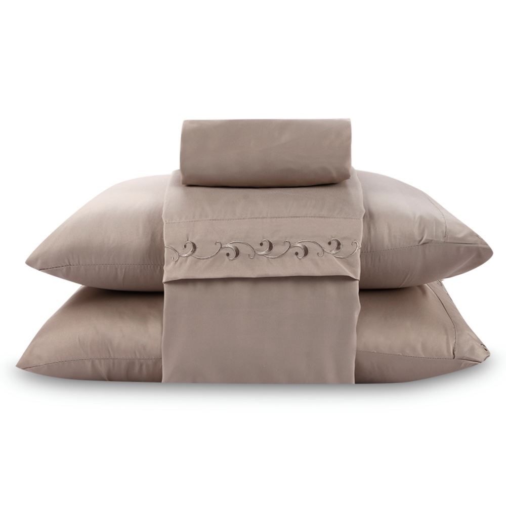 Jogo de Cama King com Bordado Imperial Havan Casa 4 pçs - Bege