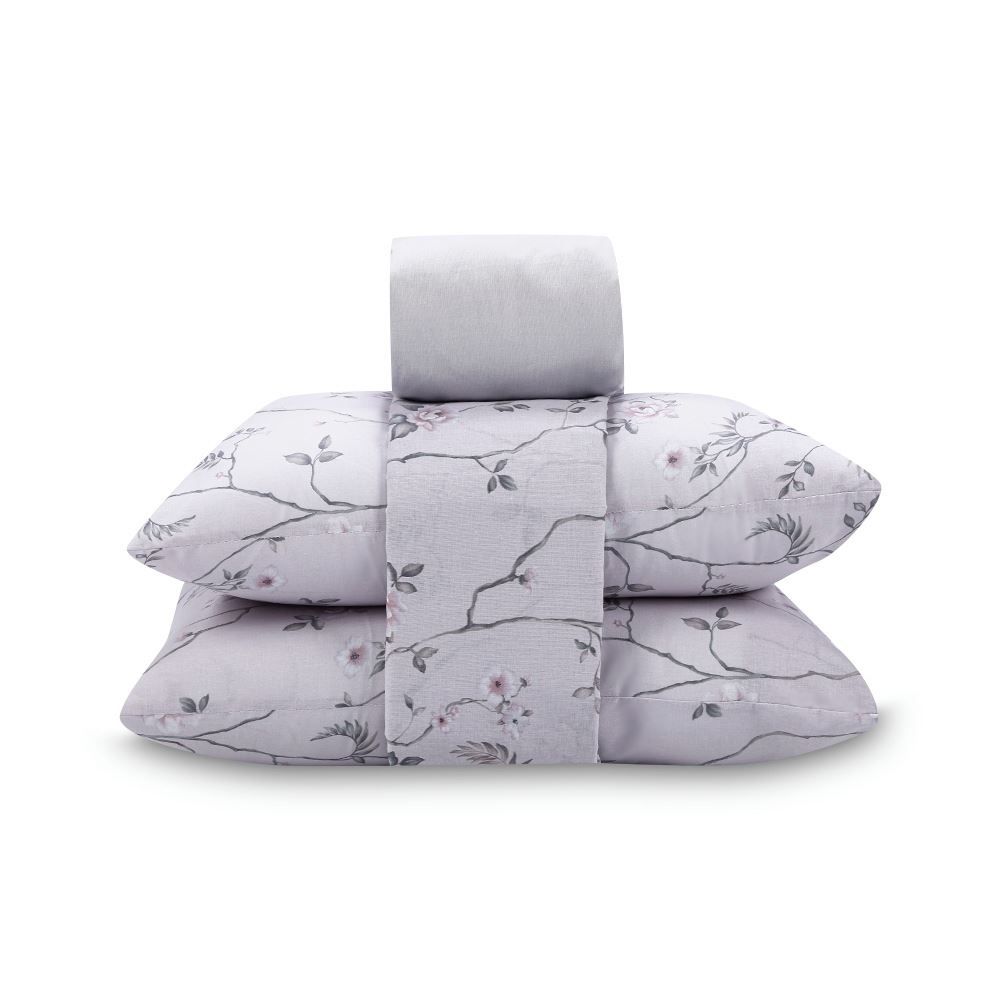 Jogo De Cama Queen 100% Algodão Royale 4 Peças - Soraia Flowers Bege